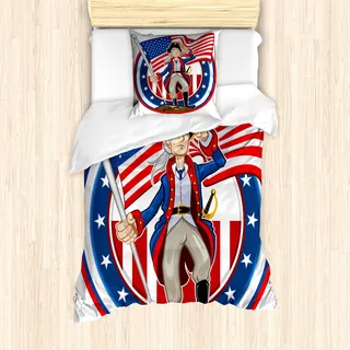 ABAKUHAUS Vereinigte Staaten Mantele, Patriot Emblem, Milbensicher Allergiker geeignet mit Kissenbezügen, 135 cm x 200 cm - 80 x 80 cm, Mehrfarbig