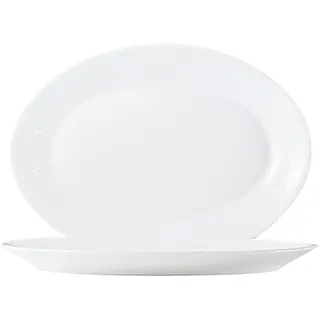 Arcoroc Hotelerie Blanc Uni Teller, Flach, Oval, 6, Plate oval 29x21,5cm