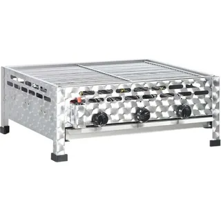 vidXL Gastro-Gasgrill 3 Flammen Edelstahl Silbern - Silber, Bunt