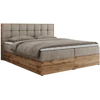 MKS Meble MKS Boxbett Albero 1 - 180/200 Beige Struktur - Textil - H4 , 7-Zonen , Rechteckig , 180x200 cm , Schlafzimmer, Betten, Boxspringbetten
