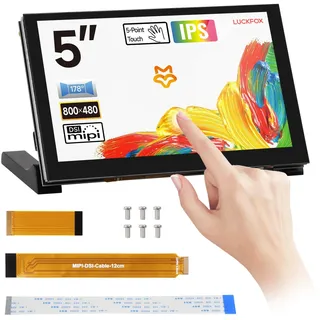 LUCKFOX for Raspberry Pi 5 Touch Screen - 5 inch DSI Display for Pi 5/4B/CM4/CM3 Support 3D Printing, Capacitive Touch 800x480, 178° Viewing Angle, Toughened Glass LCD Panel for Raspberry Display