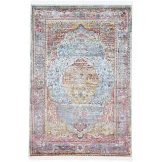 carpetfine Teppich »Esha, auch als Läufer erhältlich« rechteckig 8 mm Höhe Vintage Orient Look, schöne Farben, mit Fransen, Wohnzimmer, bunt