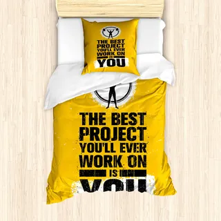 ABAKUHAUS Fitness Mantele, Best Project ist Sie, Milbensicher Allergiker geeignet mit Kissenbezügen, 135 cm x 200 cm - 80 x 80 cm, Marigold Dunkelblau Weiß - Weiß