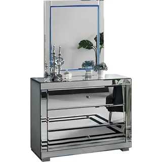 Schlafzimmer Silber Schminktisch Designer Schminkkommode Luxus Möbel - Silber