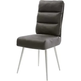 DeLife Esszimmerstuhl Pela-Flex Mikrofaser Anthrazit Vintage 4-Fuß konisch Edelstahl Taschenfederkern