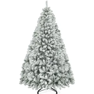 YITAHOME 182cm Künstlicher Weihnachtsbaum mit Schnee, ca. 880 Spitzen Tannenbaum mit Faltbarem Metallständer & Klappsystem-Rahmen, Schnellaufbau für Zuhause Büro Geschäfte, 182 x Φ95cm