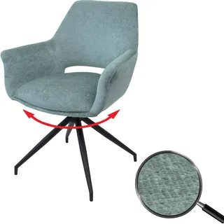 Esszimmerstuhl HWC-M53, Küchenstuhl Polsterstuhl mit Armlehne, drehbar Auto-Position, Metall Stoff MVG grau-blau - Grau