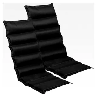 2er Set Stuhlauflage Hochlehner mit Wendefunktion 120 x 47 x 5 cm für Innen- und Außenbereich, anthrazit/Creme