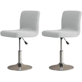 LIFEDX Barhocker-Bezug, 2/4/6 Stück, Bezug für Barstuhl mit abnehmbarer Rückenlehne, Bezug für Kneipensessel, drehbar, waschbar, für Esszimmerstuhl, hochgrau, 2 Stück