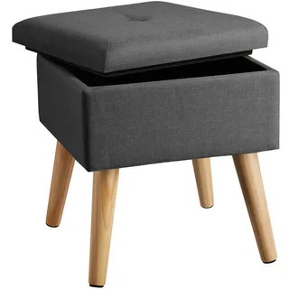 tectake Sitzhocker mit Stauraum Elva, 32,5 x 32,5 x 36,5 cm, dunkelgrau , Dunkelgrau , Holz , Quadratisch , 32.5x36.5x32.5 cm , Wohnzimmer, Sessel, Hocker & Hockerbänke, Sitzhocker