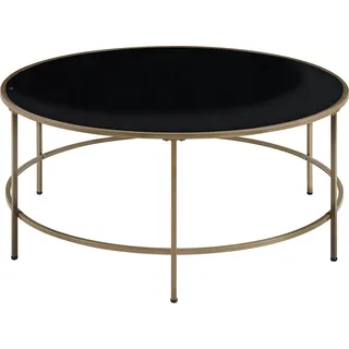 BELIANI Couchtisch Schwarz / Gold MDFGlas Tischplatte Goldene Gestell Rund Modern - Schwarz, Gold