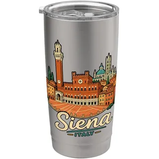 Handgezeichnetes Siena Italien, Reise-Souvenir, Sehenswürdigkeit, Geschenk Doppelwandiger Edelstahl-Thermobecher