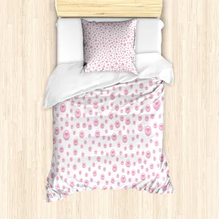 ABAKUHAUS Pearls Mantele, Baby-Rosa-Braut Theme, Milbensicher Allergiker geeignet mit Kissenbezügen, 135 cm x 200 cm - 80 x 80 cm, rosa, Weiß, - Pink