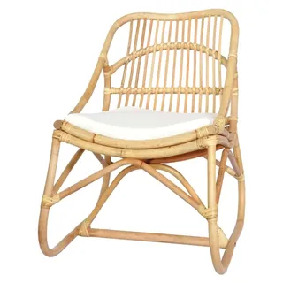 Rattansessel mit Holzbeinen, Esszimmerstuhl, Küchenstuhl, Lesestuhl, Leinen