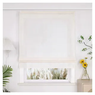 Halbtransparentes Raffrollo mit Klettband in Beige, BxH 120x140cm - Beige