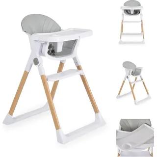 Cangaroo Kinderhochstuhl Almond Holzoptik klappbar Doppeltablett Sicherheitsgurt grau - Grau