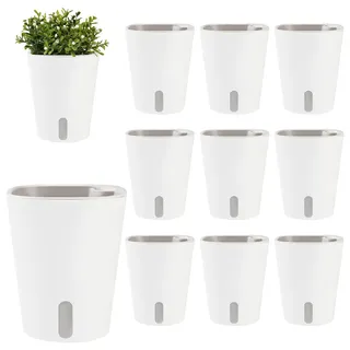 TOATELU 7,5 cm Selbstwässernder Blumentopf: 10er Set Kräutertopf Plastik mit Selbstbewässerung und Wasserspeicher, Küchenkräuter Blumentopf mit Bewässerungssystem für Küche, Balkon, Schlafzimmer