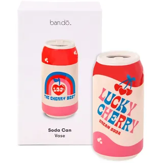 ban.do Kleine dekorative Vase, Bunte Keramikvase, Regaldekoration für Zuhause oder Büro, Vintage-inspirierte Limonadendose, Lucky Cherry Cream Soda