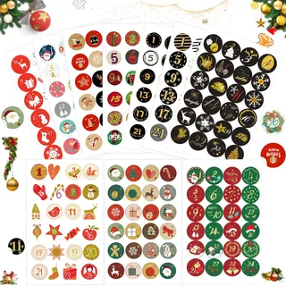 10pcs Aufkleber Weihnachten Adventskalender, Advent Calendar Numbers Stickers, Adventskalender Zahlen, zum Basteln und Dekorieren, Nummern Aufkleber, Geschenkaufkleber Weihnachten