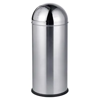 Relaxdays Mülleimer, 70 Liter, Push-Deckel, Edelstahl, entnehmbarer Inneneimer, Küche, Badezimmer, Abfalleimer, silber - Silber