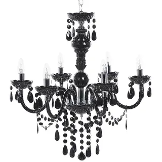 Beliani Kronleuchter Kalang L 60/60/145 cm , Schwarz , Kunststoff , E14 , 60x145x60 cm , Lampen & Leuchten, Innenbeleuchtung, Kronleuchter