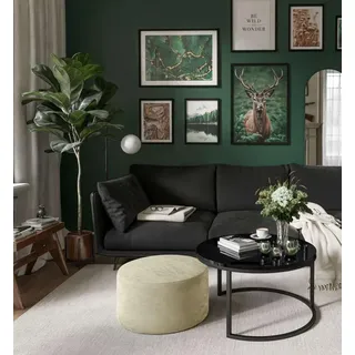 Runder CIRI Couchtisch mit Pouf weiß schwarz Hochglanz - Schwarz