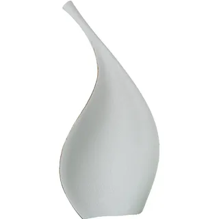 Bodenvase in Blattform, Keramik, Weiß und Gold, Sand, 60 x 34 x 118 cm