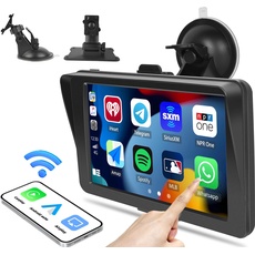 CAMECHO CarPlay & Android Auto Wireless,Digital Media Receiver mit 7" Display Tragbare Navigationsgeräte Autoradio mit Apple Airplay, Bluetooth, Mirror Link, Sprachsteuerung AUX/FM-Transmitter