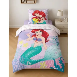 Jerry Fabrics Bettwäsche Ariel, die kleine Meerjungfrau, 100 % Baumwolle, wendbarer Bettbezug 140 x 200 cm + Kissenbezug 65 x 65 cm