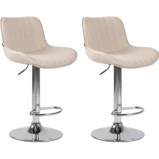 CLP 2er Set Barhocker Lentini Stoff 360° Drehbar Höhenverstellbar taupe Gestell Farbe schwarz - Taupe