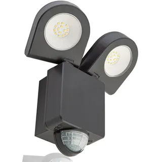 HUBER LED Strahler mit Bewegungsmelder 180° 18W, 2400lm, Matrixlinsen und Bereichsbegrenzung, Wandmontage, IP65, anthrazit