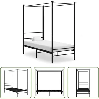 The Living Store Himmelbett Schwarz Metall 100x200 cm - Schwarz