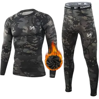 MEETYOO Thermounterwäsche Herren Funktionswäsche Skiunterwäsche Männer | Thermo Unterwäsche Herren Kompressionswäsche Base Layer Unterhemd Unterhose Schnell Trocknend Warm