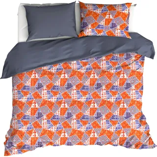 De Witte Lietaer Bettbezug, Quilt Blue Ribbon – 200 x 200/220 cm + 60 x 70 cm – Baumwollsatin - Blau