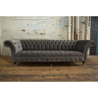 XXL 4 Sitzer Sofa Polster Couch Big Sofas Couchen Chesterfield Leder Textil Neu - Grau