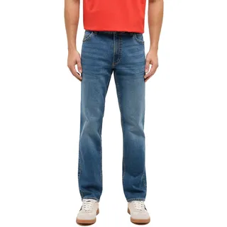 5-Pocket-Jeans MUSTANG "Tramper Straight", Herren, Gr. 34, Länge 30, medium middle, Denim/Jeans, Obermaterial: 99% Baumwolle, 1% Elasthan, straight fit lang, Jeans 5-Pocket-Jeans, mit mittelhohem Bund