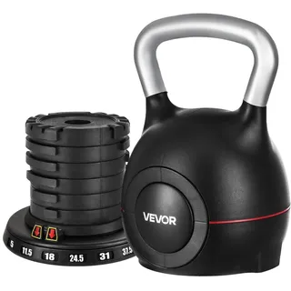 Vevor Kugelhantel verstellbare Kettlebell 2/5/8/11/14/17/20 kg Schwarz