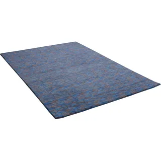 THEKO Wollteppich "Nebraska Uni" rechteckig 12 mm Höhe reine Wolle, handgewebt, ideal im Wohnzimmer & Schlafzimmer, türkis