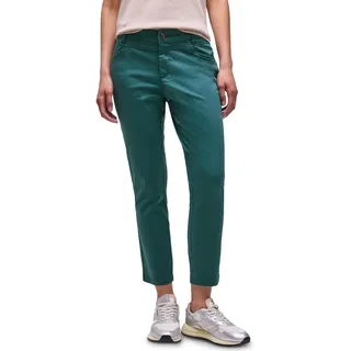 STREET ONE 7/8 Slim Leg Hose im Satin-Look mediterra Grün 40