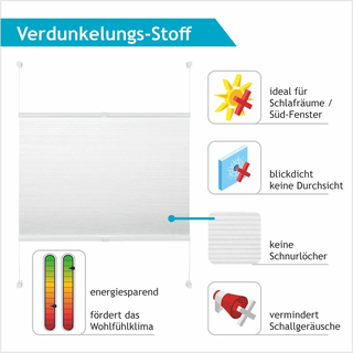 Wabenplissee GOOD LIFE "Aris" Gr. 1, weiß (silberfarben,weiß, weiß, weiß), B:50cm H:150cm, Obermaterial: 92% Polyester, 6% Metall, 2% Kunststoff, Plissees, Wabenplissee, Klemmfix - ohne Bohren, verdunkelnd