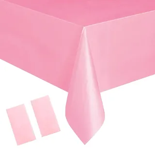2 Stück Einweg Tischdecke Rosa Kunststoff Tischdecken Rechteckig,137*274cm Tischdecke Rolle Wasserdichte Ölbeständig Garten Tischtuch Papiertischdecke für Party,Kindergeburtstag,Hochzeiten,Weihnachten