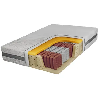 MKS Taschenmatratze Moxe - 200/200 - H3 - Apri , Hellgrau , Textil , H3 , Füllung: Viskoelastischer Kern , Rechteckig , 200x200 cm , Oeko-Tex® , atmungsaktiv, Bezug abnehmbar/waschbar, wendbar, schadstoffgeprüft , Schlafzimmer, Matratzen, Taschenfederkernmatratzen