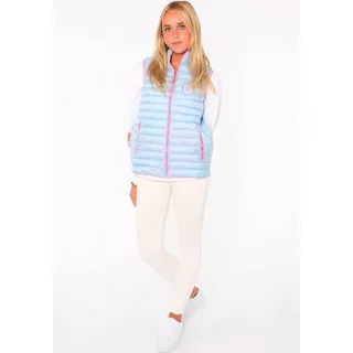 Steppweste ZWILLINGSHERZ "Moin", Damen, Gr. L, blau (hellblau), Steppware, Obermaterial: 100% Polyester, gerade hüftlang, ohne Ausschnitt, Westen Steppweste, Kontrastdetails, modisch, Stehkragen, Reißverschluss, Taschen, Topseller