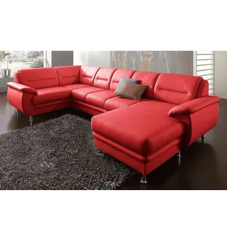 sit&more Wohnlandschaft »Mailand U-Form, B: 312 cm« optional Bettfunktion, rot,