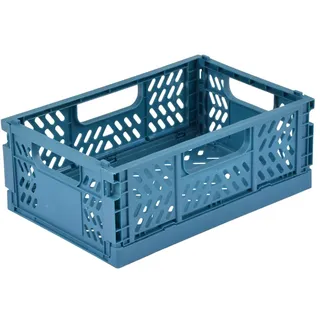 Homéa Kiste, faltbar und stapelbar, Größe S (21 x 14,5 x 8 cm), Farbe Mineralblau