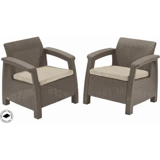 Gartenmöbel Keter Corfu duo Satz von zwei Cappuccino Sesseln