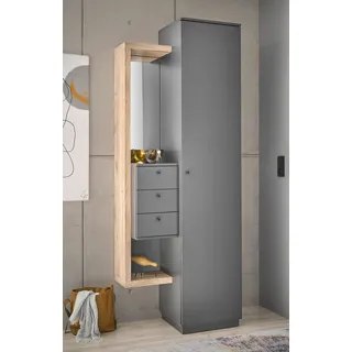 HBZ »Frame mit Spiegel, Flurgarderobe BxHxT 80x210x40 cm«, 1 Tür, 1 Kleiderstange, 7 Einlegeböden, Kommode mit 3 Schubkästen