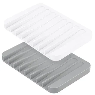 MOGADEE® Seifenschale, 2 Stück Seifenschale Silikon mit Ablauf, Seifenhalter Silikon für Badezimmer Dusche Rutschfreies Design Seifenablage für Bad Küche Zähler