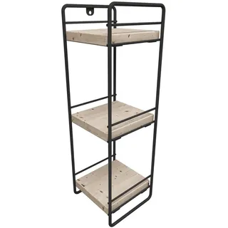 [en.casa] Tischregal ‘Pargas’ mit 3 Ablagen Metall , Kiefer , 14x43x13 cm , Badezimmer, Badezimmerregale, Badregale