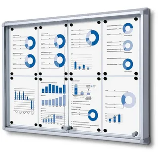 Showdown® Displays Schaukasten SL B1 silber 8x DIN A4